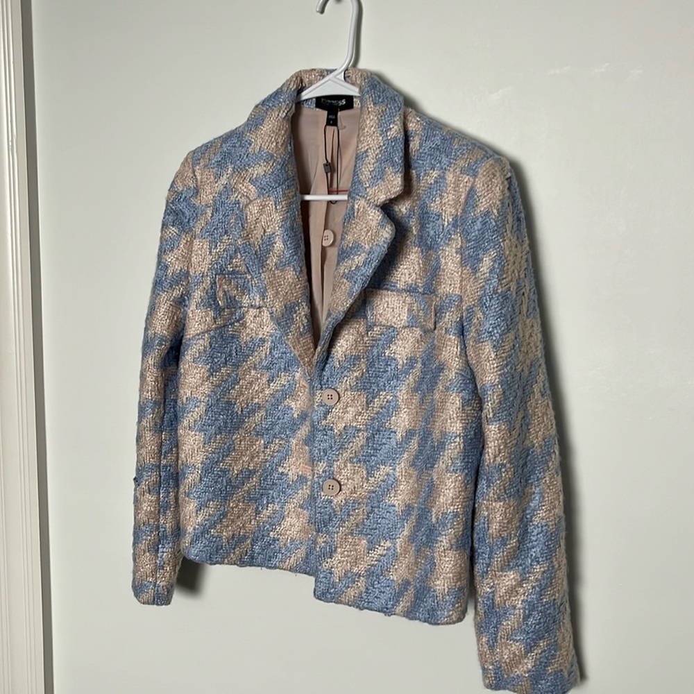 Express Blue & Pink Helms-tooth Blazer, NWOT